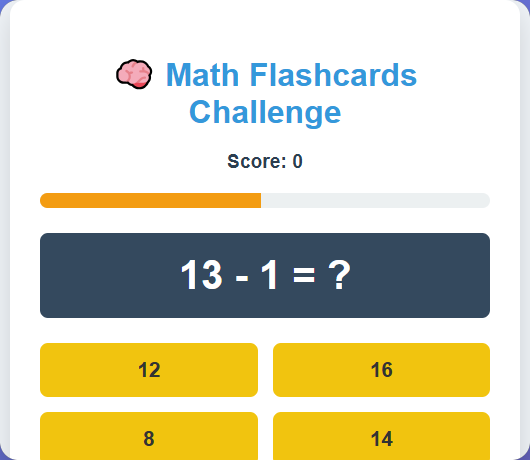 Math Flacecard