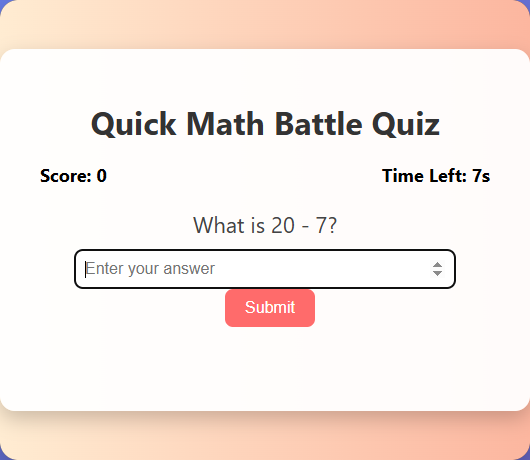 Quick Math Battle Quiz