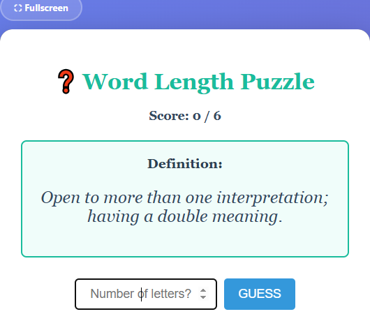 Word Length Game
